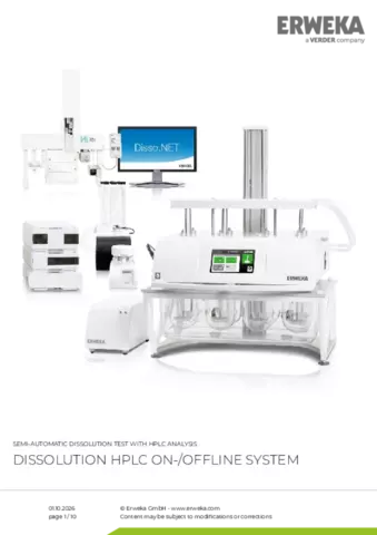 Product data sheet Dissolution Online / Offline System HPLC