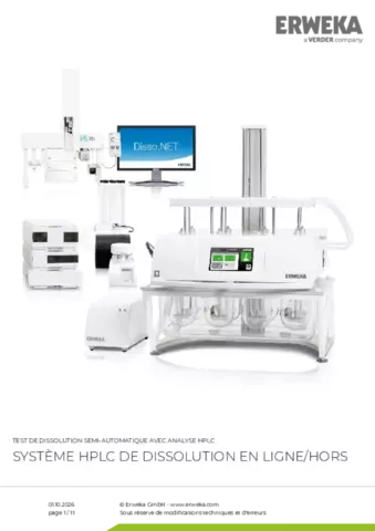 Fiche produit Dissolution Online / Offline System HPLC