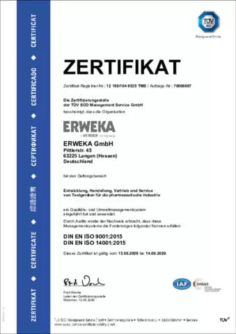 ERWEKA ISO 9001:2015 / 14001:2015